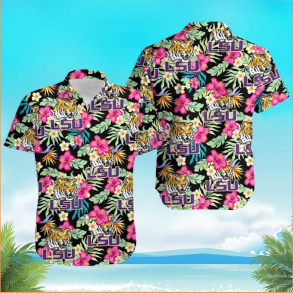 Lsu Tigers Hibiscus Flowers Pattern Hawaiian Shirt YZ