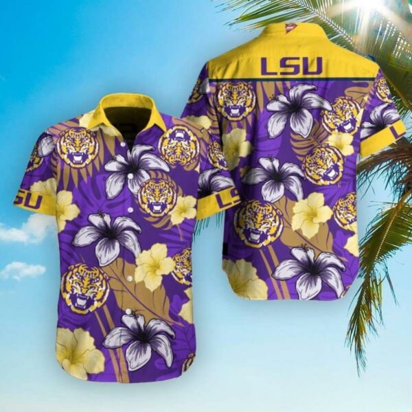 Lsu Tigers Tropical Flower Pattern Hawaiian Shirt CH