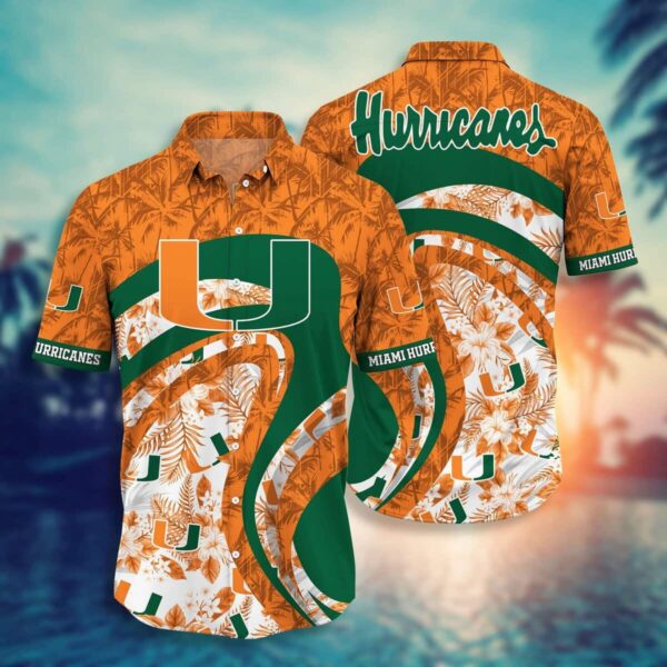 Miami Hurricanes Tropical Flower Pattern Football Hawaiian Shirt UM