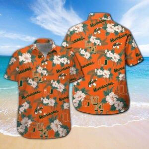 Miami Hurricanes Tropical Flower Pattern Hawaiian Shirt BA