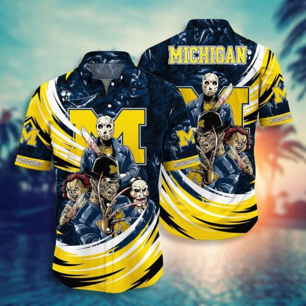 Michigan Wolverines Freddy Krueger Jason Voorhees Chucky Hawaiian Shirt RH