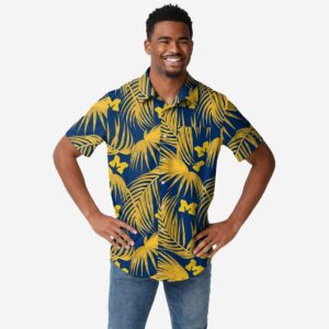 Michigan Wolverines Palm Leaves Pattern Hawaiian Shirt QO