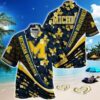 Michigan Wolverines Tropical Flower Pattern Best Hawaiian Shirt PW