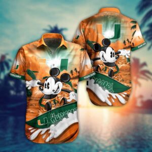 Mickey Mouse Disney Miami Hurricanes Hawaiian Shirt NZ