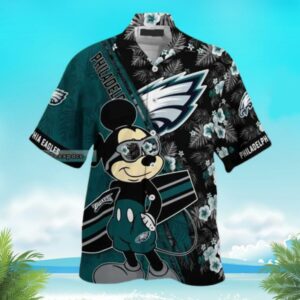 Mickey Mouse Disney NFL Philadelphia Eagles Hawaiian Shirt GC