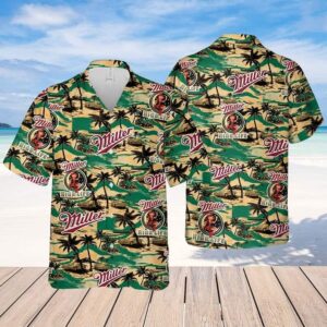 Miller High Life Sea Island Pattern Hawaiian Shirt PB