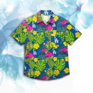 MLB Los Angeles Dodgers Flamingo Pattern Hawaiian Shirt RB