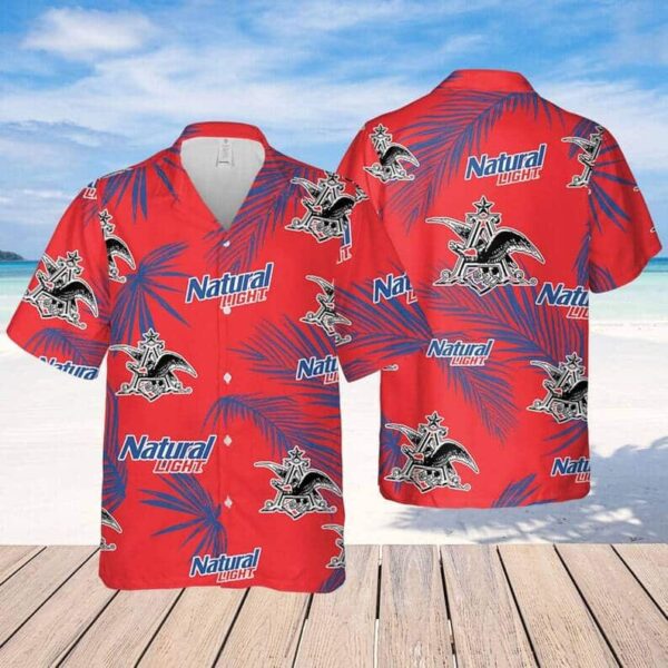 Natural Light Beer Palm Leaves Pattern Hawaiian Shirt AT