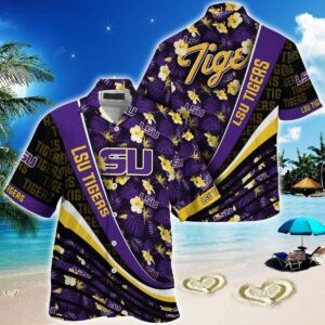 NCAA Lsu Tigers Tropical Flower Pattern Hawaiian Shirt ET