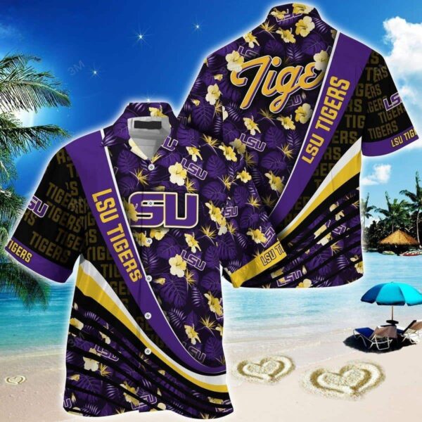 NCAA Lsu Tigers Tropical Flower Pattern Hawaiian Shirt ET