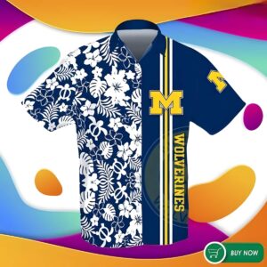 NCAA Michigan Wolverines Tropical Flower Pattern Hawaiian Shirt MU