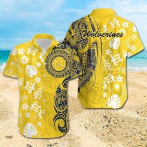 NCAA Michigan Wolverines Turtle Samoan Pattern Hawaiian Shirt JT