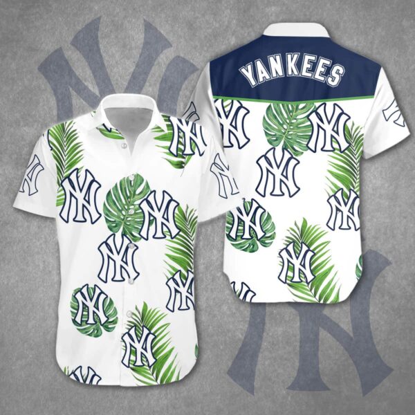 New York Yankees Palm Trees Pattern Hawaiian Shirt QQ