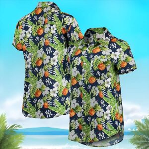 New York Yankees Pineapple Tropical Flower Pattern Hawaiian Shirt YT