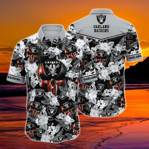 NFL Las Vegas Raiders Tropical Flower Pattern Hawaiian Shirt KP