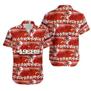 NFL San Francisco 49Ers Coconut Trees And Flowers Hawaiian Shirt MG