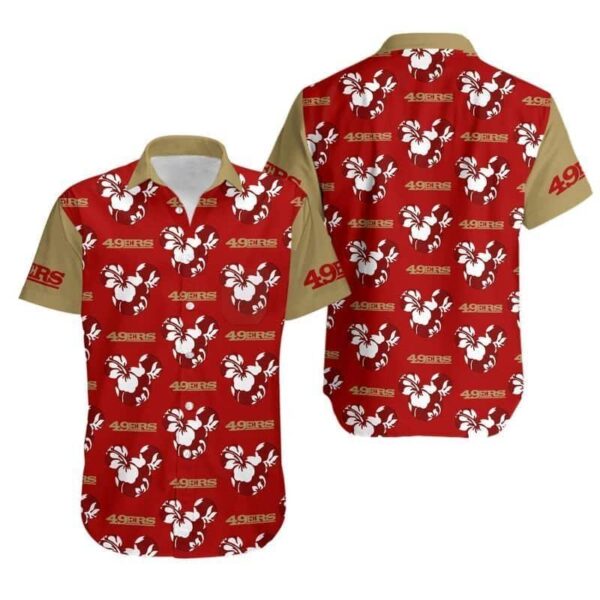 NFL San Francisco 49Ers Flower Mickey Mouse Hawaiian Shirt TU