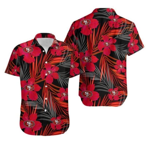 NFL San Francisco 49Ers Hibiscus Flower Pattern Hawaiian Shirt QZ