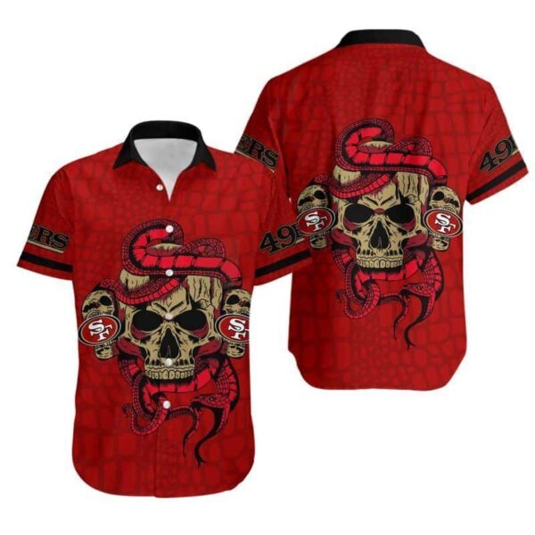 NFL San Francisco 49Ers Snake And Skull Football Hawaiian Shirt QF