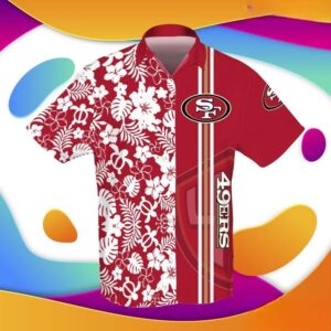 NFL San Francisco 49Ers Turtle And Flower Pattern Hawaiian Shirt WB