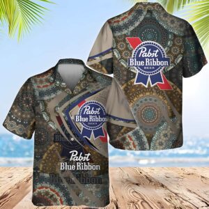 Pabst Blue Ribbon Beer Boho Mandala Pattern Hawaiian Shirt GT