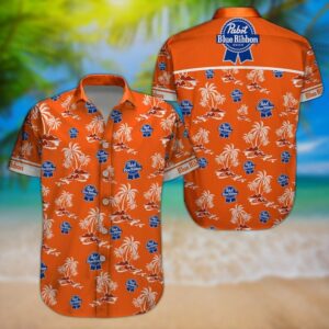 Pabst Blue Ribbon Beer Hawaiian Shirt NJ