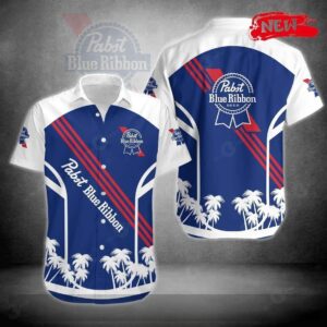 Pabst Blue Ribbon Tropical Palm Tree Him Hawaiian Shirt QD