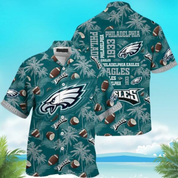 Philadelphia Eagles Coconut Tree Pattern Hawaiian Shirt MF