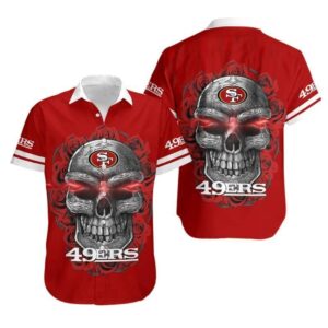 Red Aloha Sugar Skull NFL San Francisco 49Ers Football Hawaiian Shirt FI