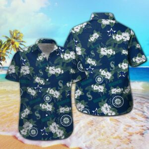 Seattle Mariners Tropical Flower Pattern Hawaiian Shirt AH