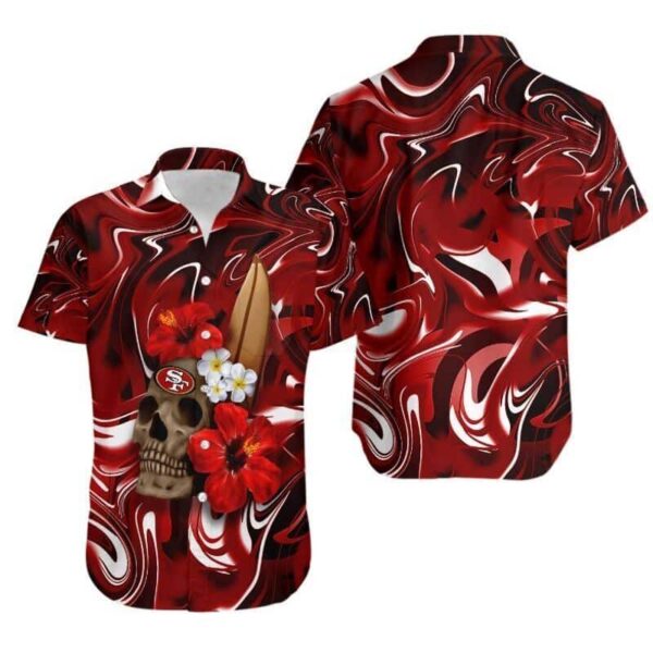 Skull And Hibiscus Flower NFL San Francisco 49Ers Hawaiian Shirt BY