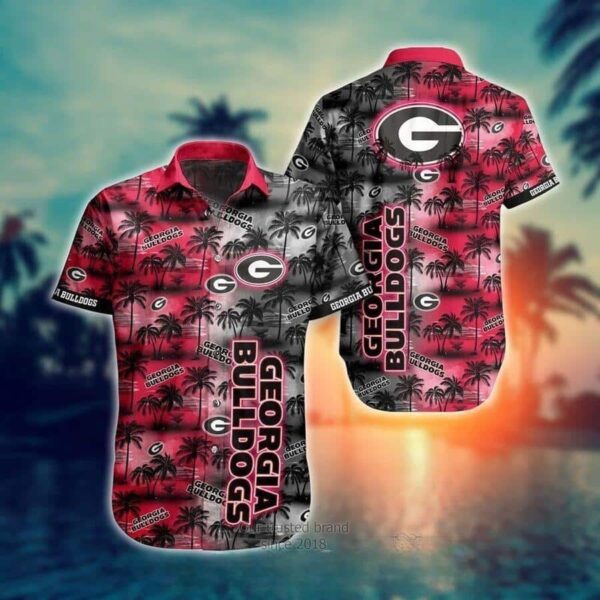 Vintage Georgia Bulldogs Uga Tropical Palm Tree Hawaiian Shirt DP