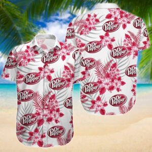 White Aloha Dr Pepper Beer Tropical Flower Pattern Hawaiian Shirt FS