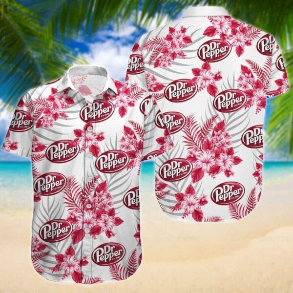 White Aloha Dr Pepper Beer Tropical Flower Pattern Hawaiian Shirt FS