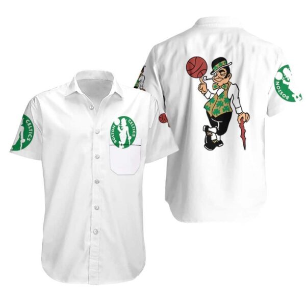 White Boston Celtics Basketball Hawaiian Shirt JS