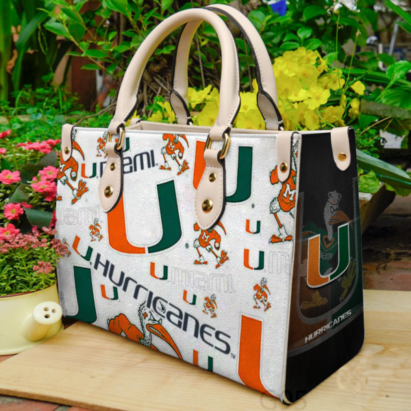 Miami Hurricanes Love Women Leather Hand Bag