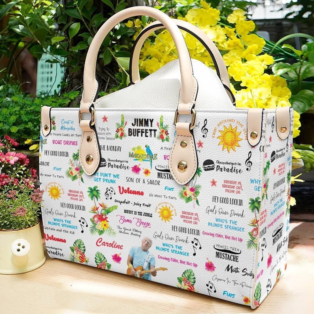 Jimmy Buffett Lover White Women Leather Hand Bag