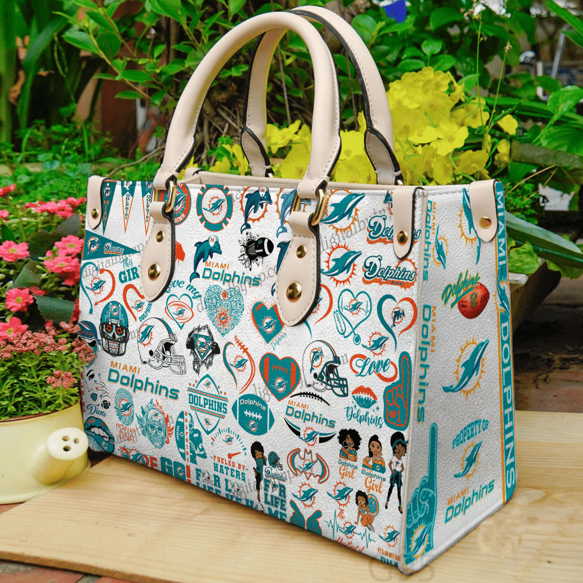 Miami Dolphins 002 Women Leather Hand Bag