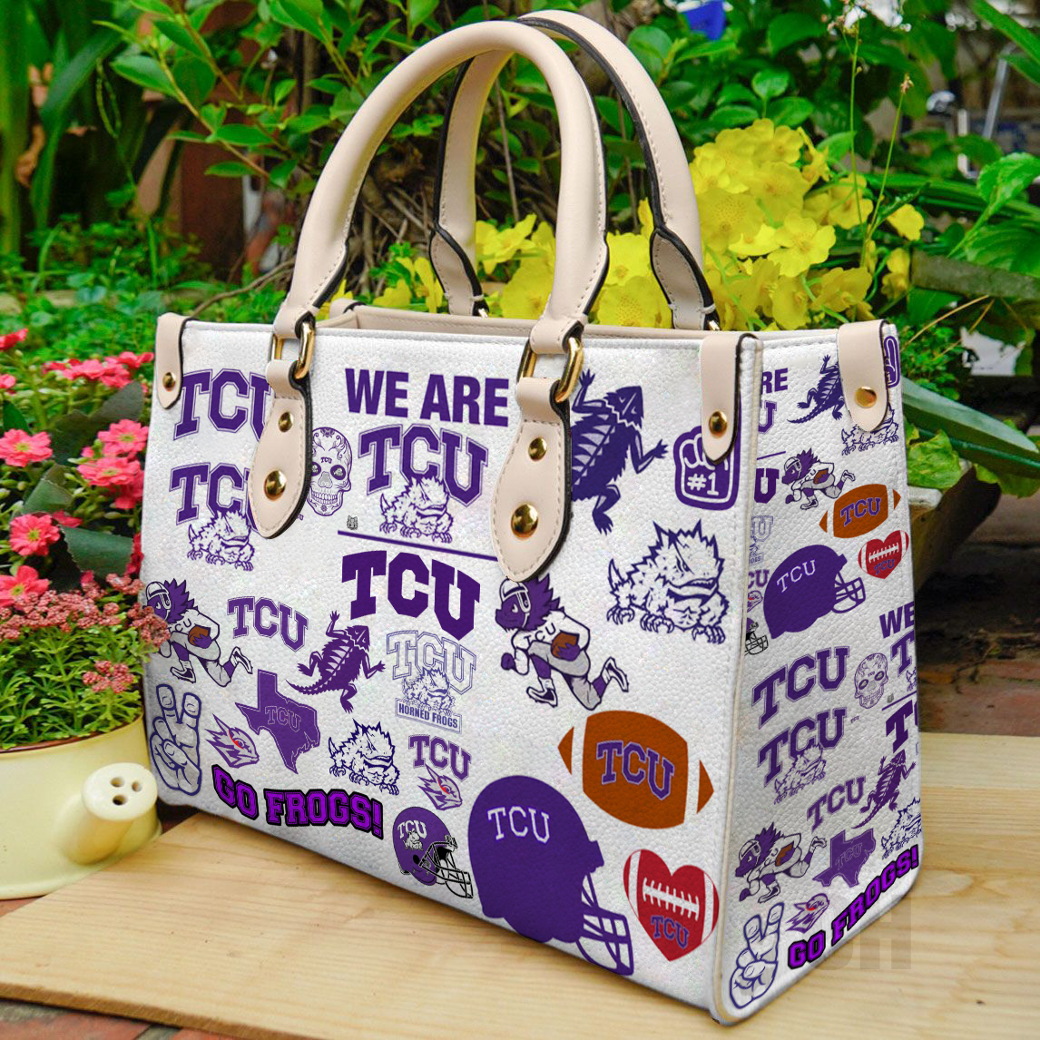 TCU Horned Frogs Women Leather Hand Bag