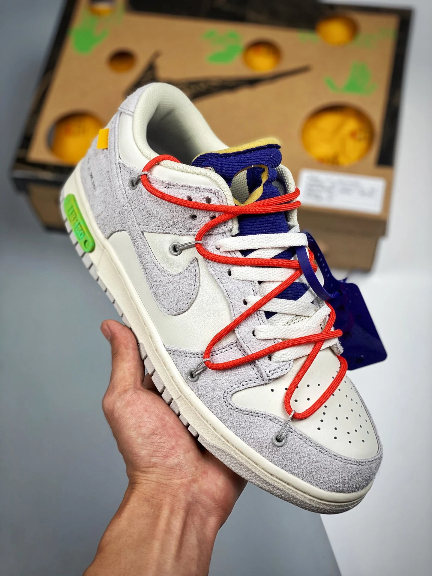 Off-White x Nike Dunk Low 13 of 50 Sail Grey Habanero Red For Sale