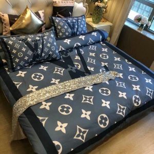 Louis Vuitton Logo Brand Bedding Set Home Decor Bedroom Luxury Bedspread