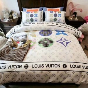 Louis Vuitton Logo Brand Bedding Set Home Decor Bedroom Bedspread Luxury