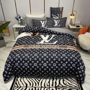 Louis Vuitton Logo Brand Bedding Set Home Decor Bedroom Bedspread Luxury