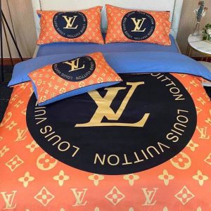 Louis Vuitton Logo Brand Bedding Set Luxury Bedspread Home Decor Bedroom