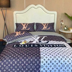 Louis Vuitton Logo Brand Bedding Set Bedroom Bedspread Luxury Home Decor