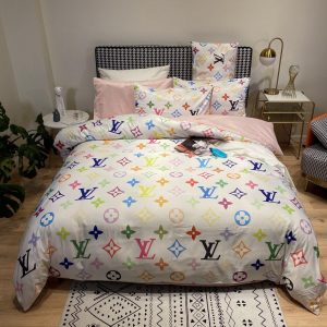 Louis Vuitton Logo Brand Bedding Set Luxury Bedspread Home Decor Bedroom