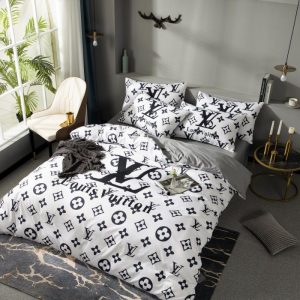 Louis Vuitton Logo Brand Bedding Set Bedspread Luxury Home Decor Bedroom