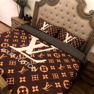 Louis Vuitton Logo Brand Bedding Set Luxury Home Decor Bedroom Bedspread