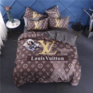 Louis Vuitton Logo Brand Bedding Set Home Decor Bedroom Luxury Bedspread