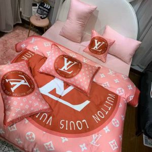 Louis Vuitton Logo Brand Bedding Set Luxury Home Decor Bedspread Bedroom